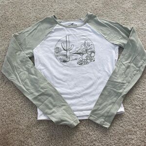 Hollister green long sleeves with cactus